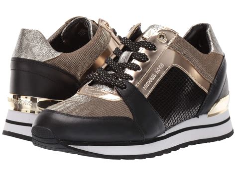 black and gold michael kors tennis shoes|michael kors rose gold sneakers.